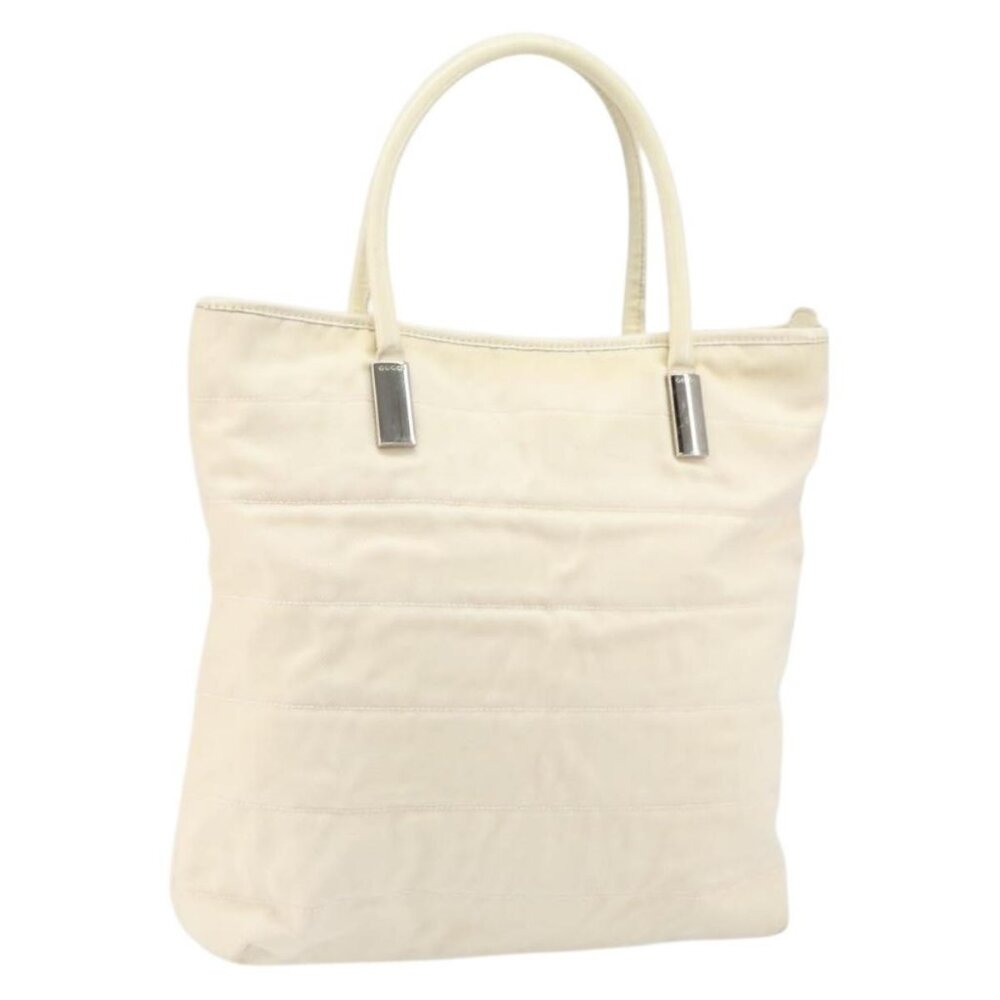 GUCCI Tote Bag Canvas White Gold Auth 151588 - Picture 1 of 16